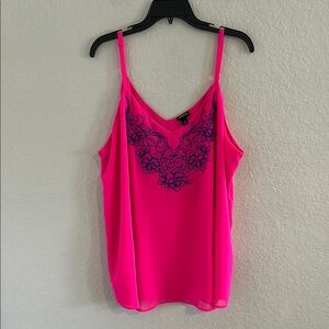 Torrid Pink Camisole with Blue Embroidery